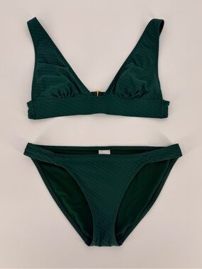 Xhilaration Emerald Green Bikini Set L Womens Textured Jewel Toned Swimwear